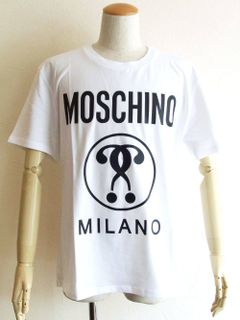 MOSCHINO ダブル クエスチョンマーク コットン Tシャツ ( WHITE )