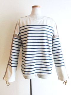 配色 パイピング ボーダー 長袖 Tシャツ BB01-910