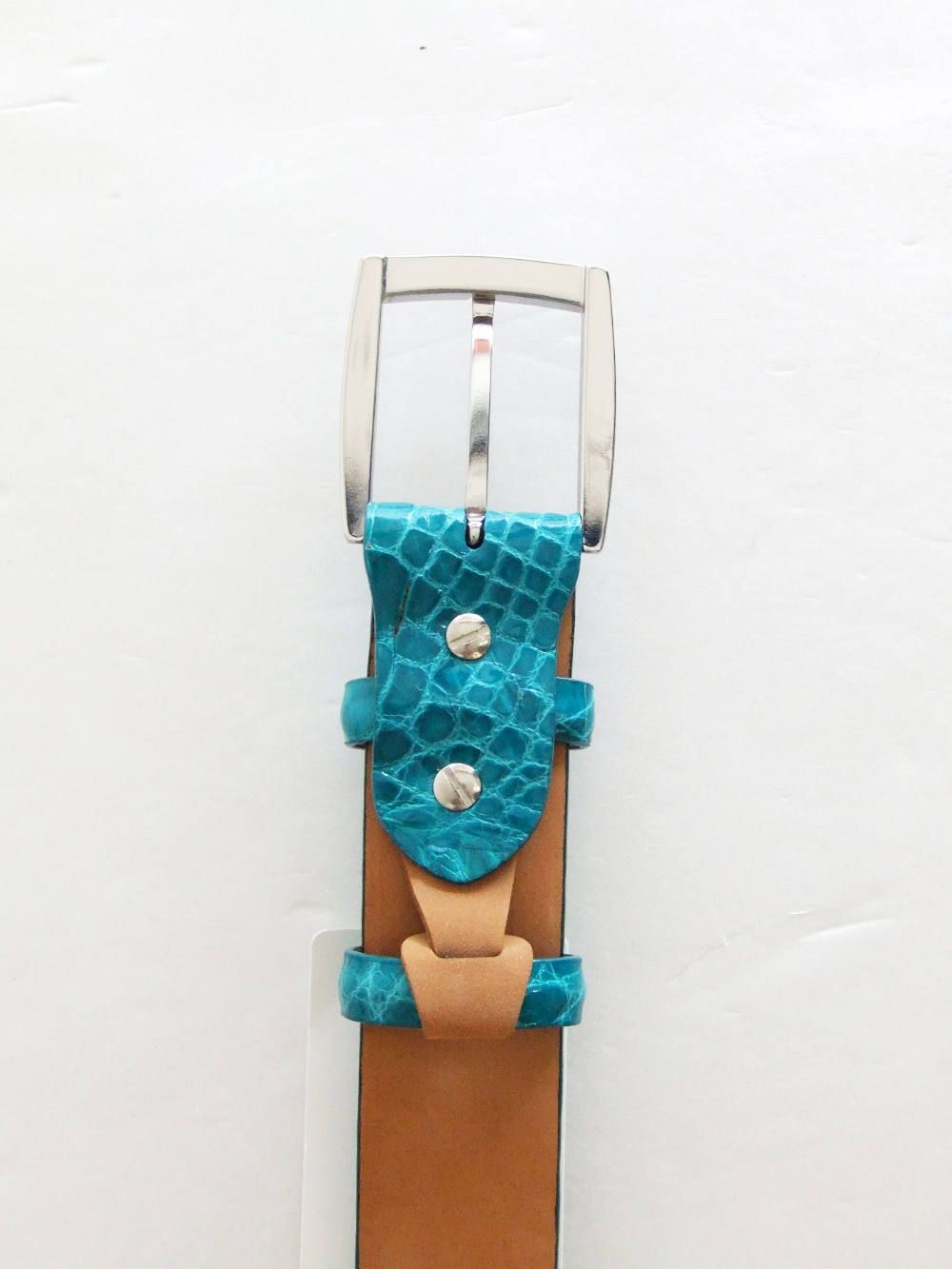 アリゲーター ALLIGATOR LEATHER BELT ( ターコイズブルー )