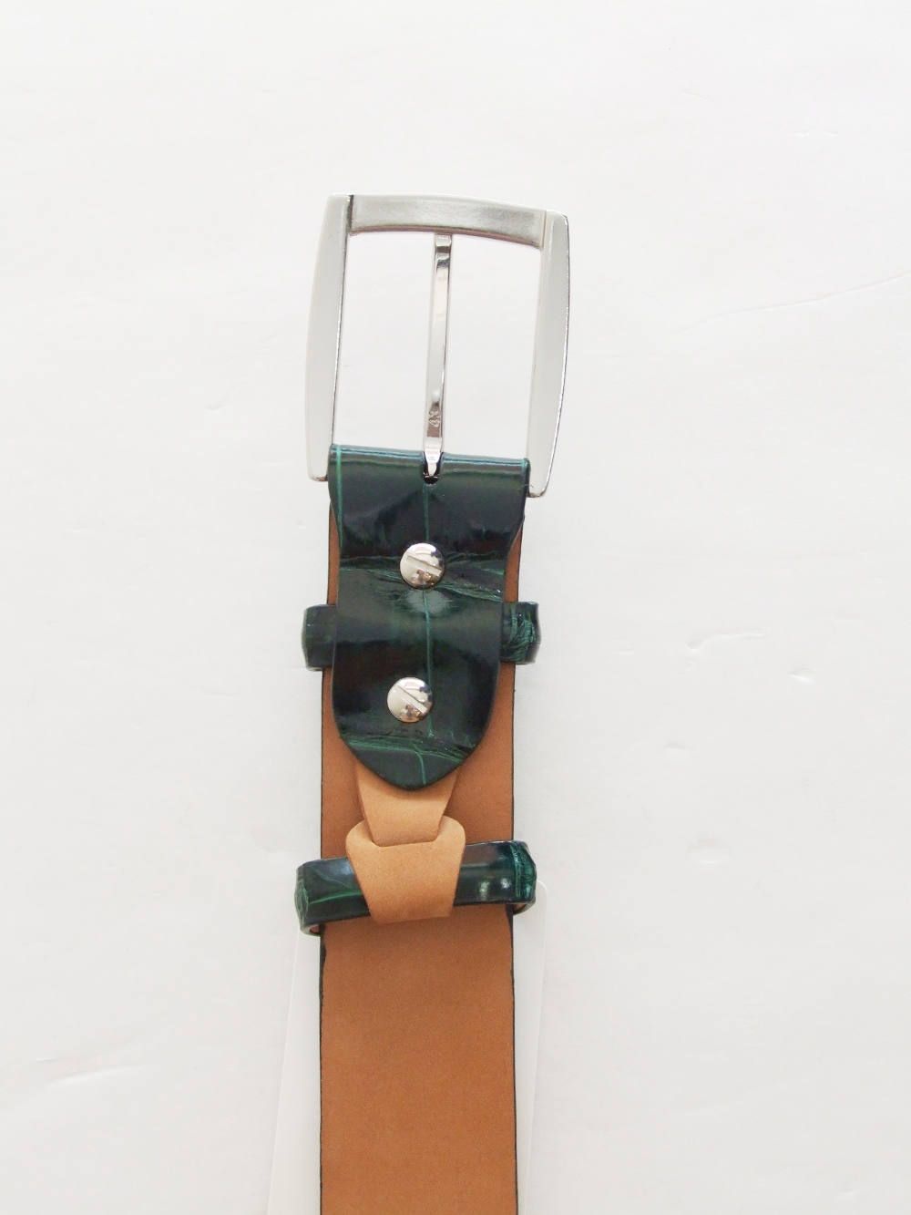 クロコダイル CROCODILE LEATHER BELT ( グリーン )