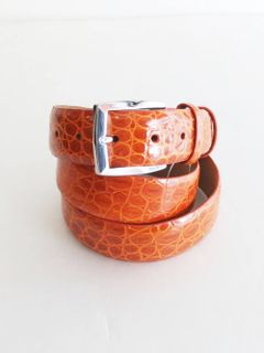 クロコダイル CROCODILE LEATHER BELT ( オレンジ )
