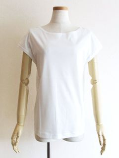 フレンチスリーブ コットン Tシャツ  (ホワイト)