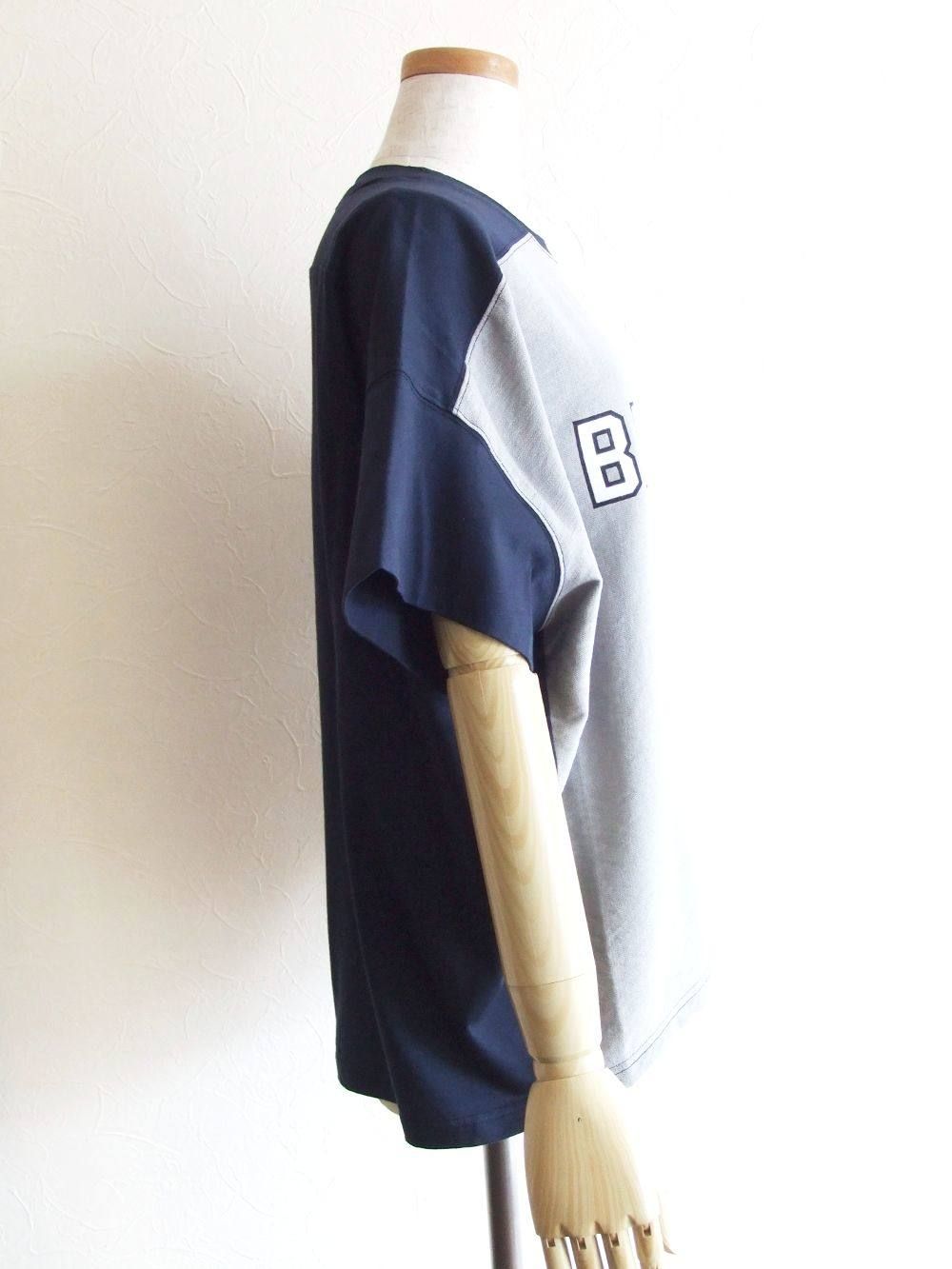 布帛切替え ロゴ入り Tシャツ  BB03-938  (ネイビー)