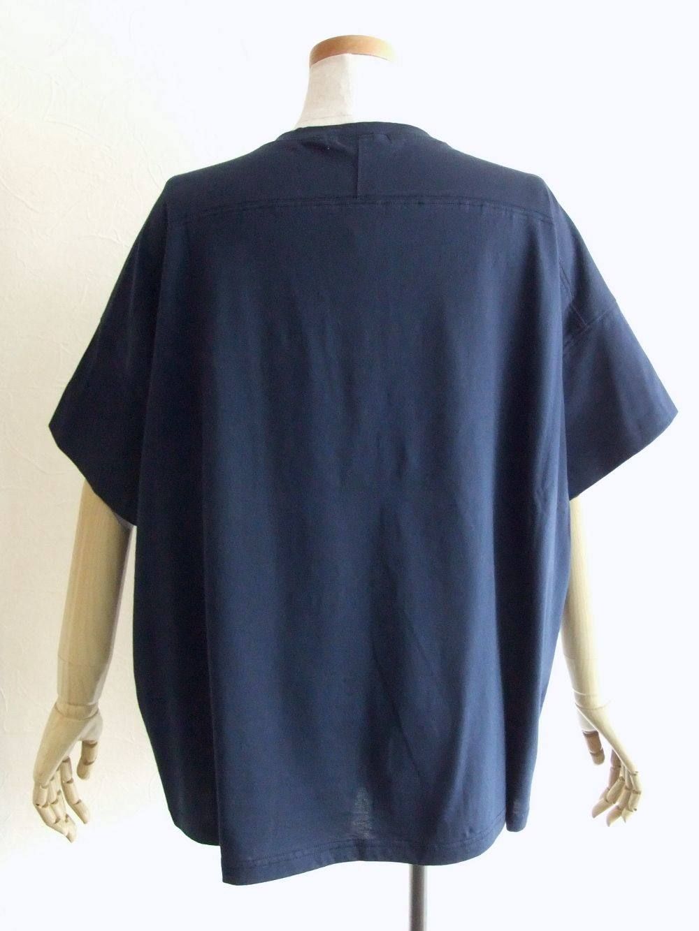布帛切替え ロゴ入り Tシャツ  BB03-938  (ネイビー)