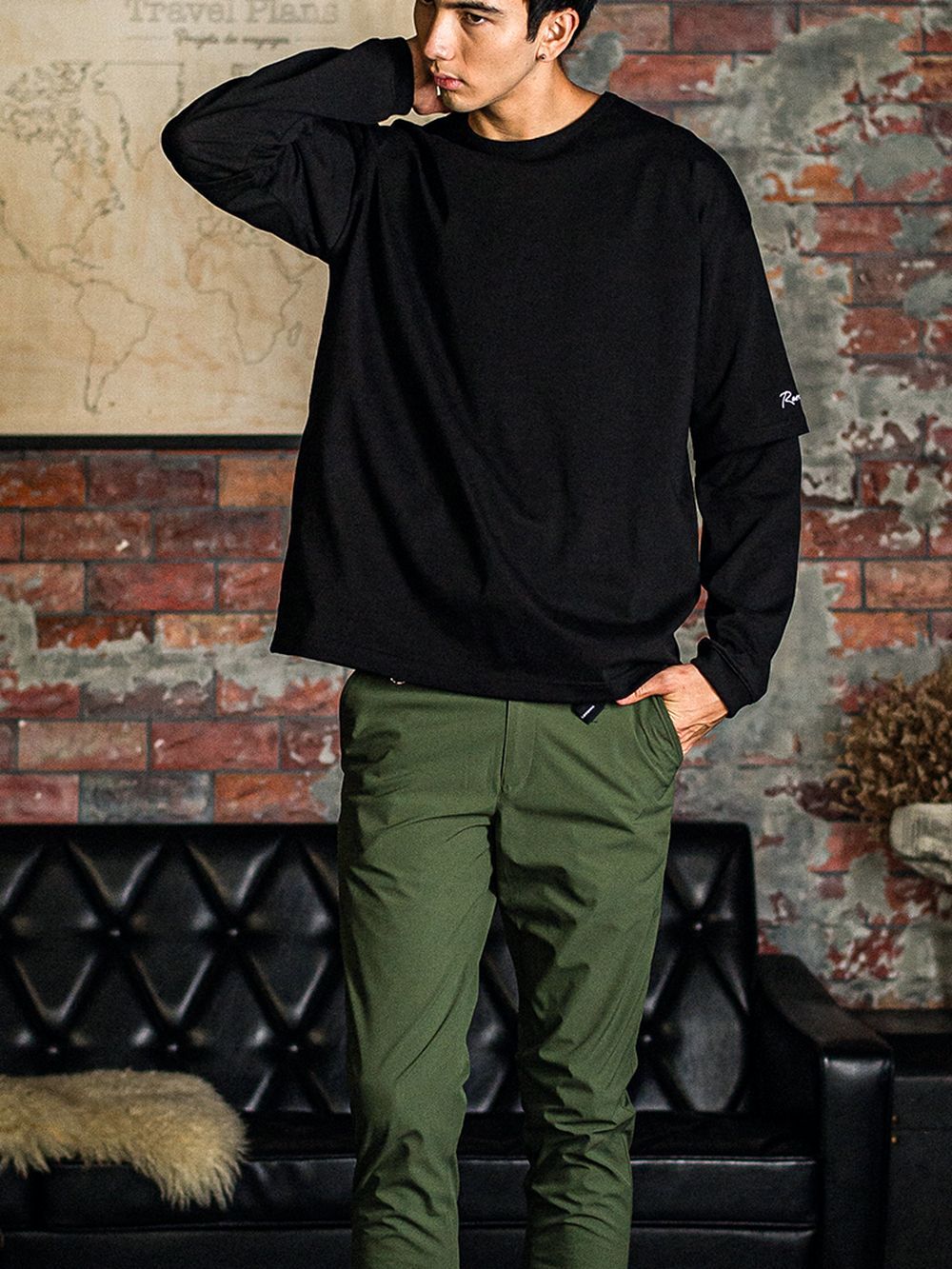 fake layered longsleave   フェイクレイヤード ロングスリーブ Tシャツ (ブラック)   RC31-T-005