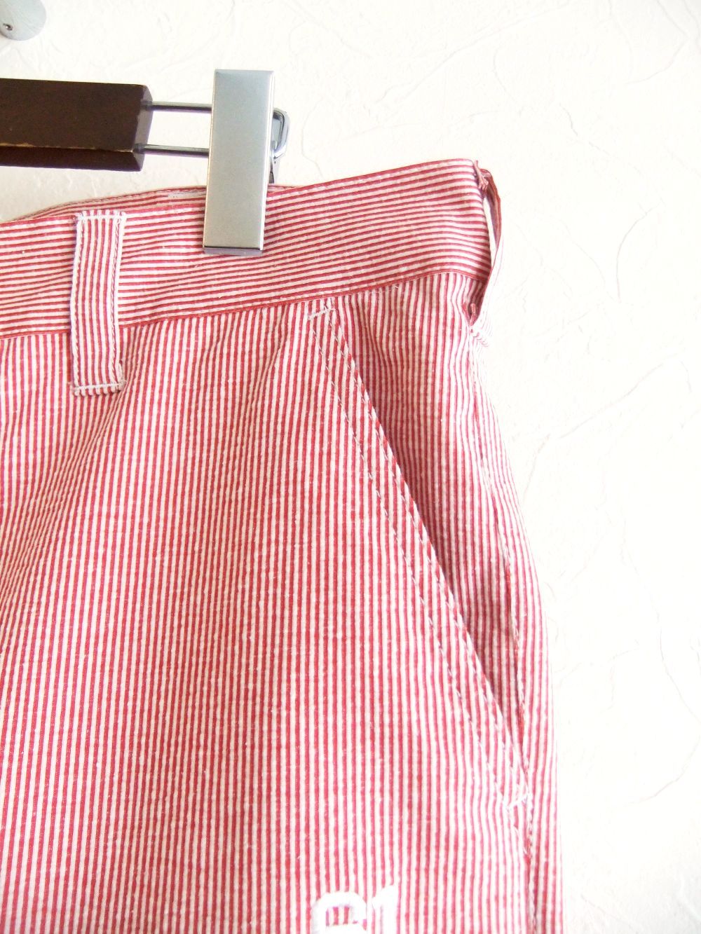 WASHINGTON SHORTS  (レッド) ストレッチ ストライプ柄 ハーフパンツ   RSM-25074