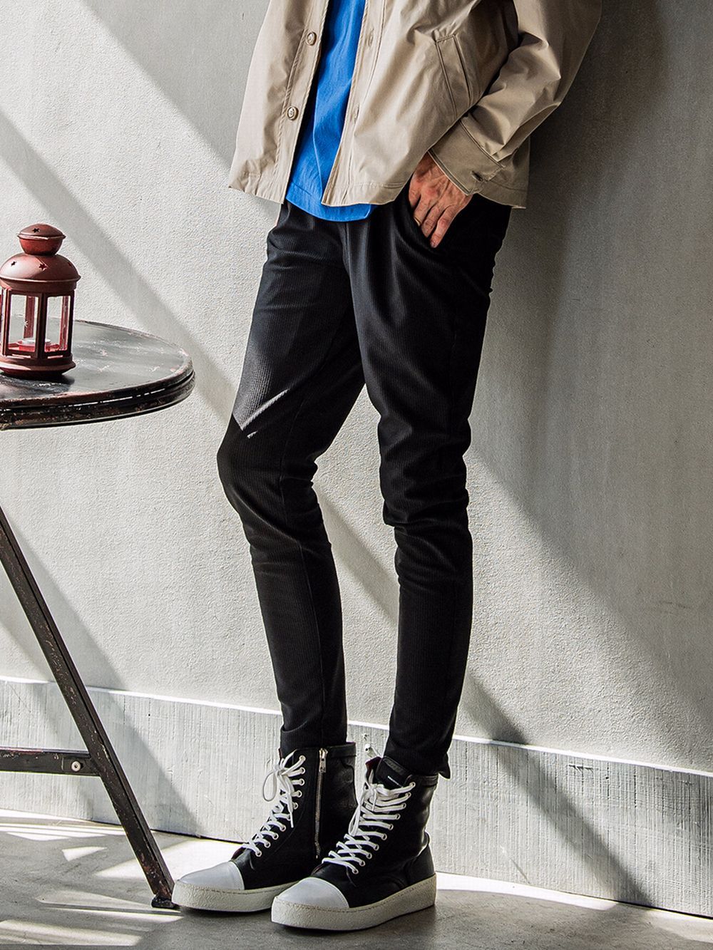 CHRIS EASY TUCK PANTS スラックス イージー タックパンツ (ブラック)