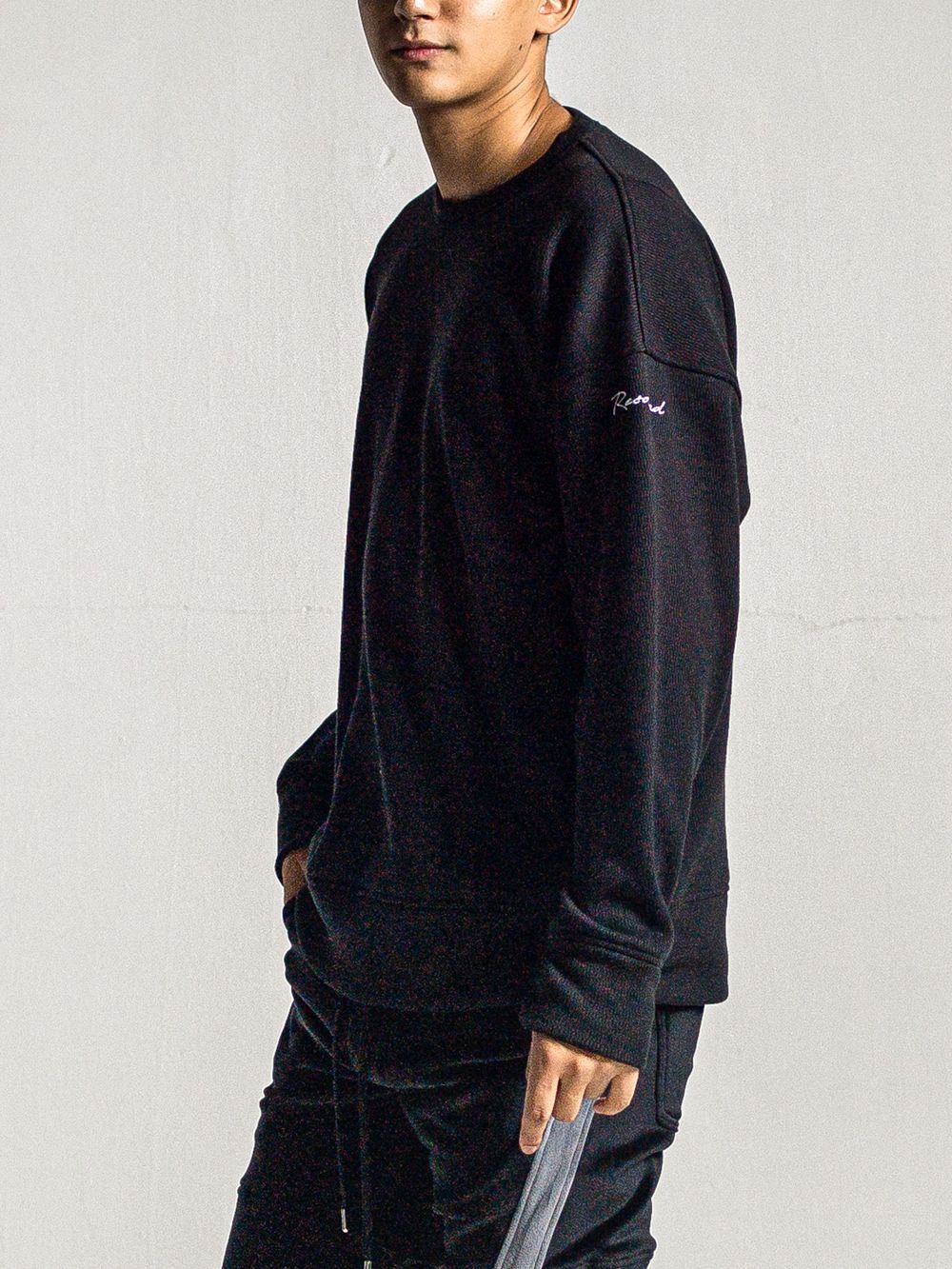 VELOURS FLEECE THERMAL TRAINER (ブラック)  サーマルルーズトレーナー