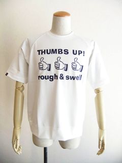 THUMBS UP SWEAT  (ホワイト) ロゴ入り 半袖 スウェット   RSM-26046