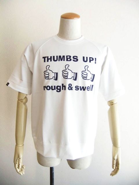 THUMBS UP SWEAT  (ホワイト) ロゴ入り 半袖 スウェット   RSM-26046