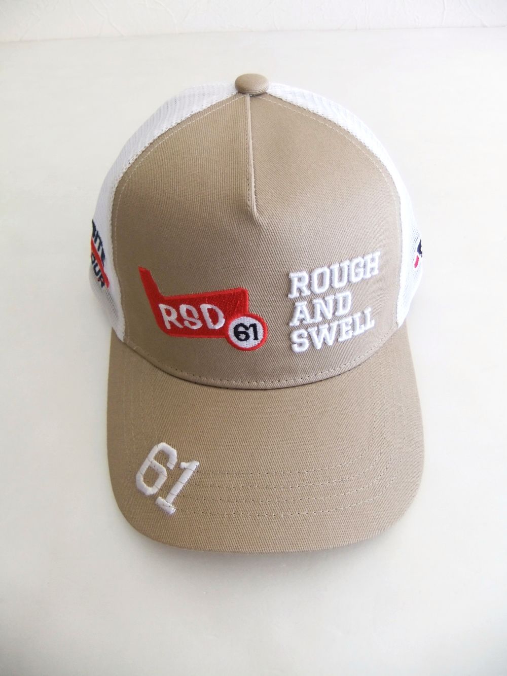 RED IRON MESH CAP  (ベージュ)   ロゴ入りキャップ    RSA-24005