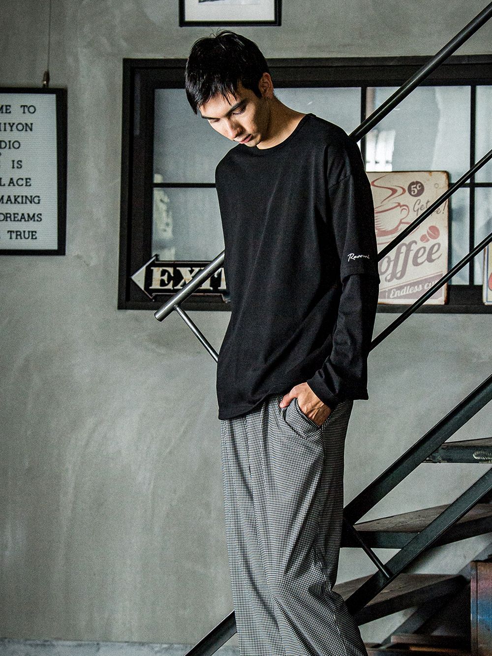 fake layered longsleave   フェイクレイヤード ロングスリーブ Tシャツ (ブラック)   RC31-T-005