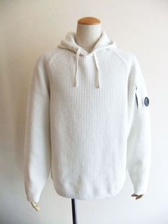 COTTON CHENILLE HOODED WAFFLE KNIT    (ホワイト)  ワッフルニット フーディ