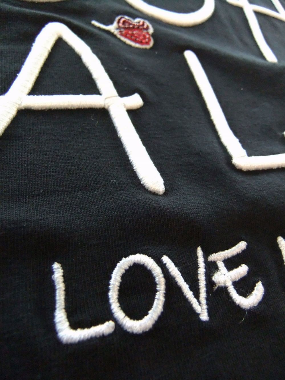 OOH LALA (ブラック) スパンコール モチーフ 長袖Tシャツ
