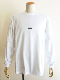 ミニロゴ コットン 長袖 Tシャツ  (ホワイト) MM160