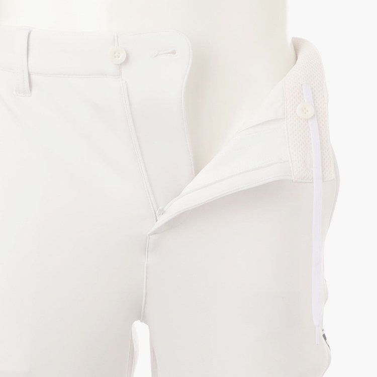 MENS SIDE LOGO LINE SLIM PANTS (ホワイト) ロゴ ストレッチジャージパンツ