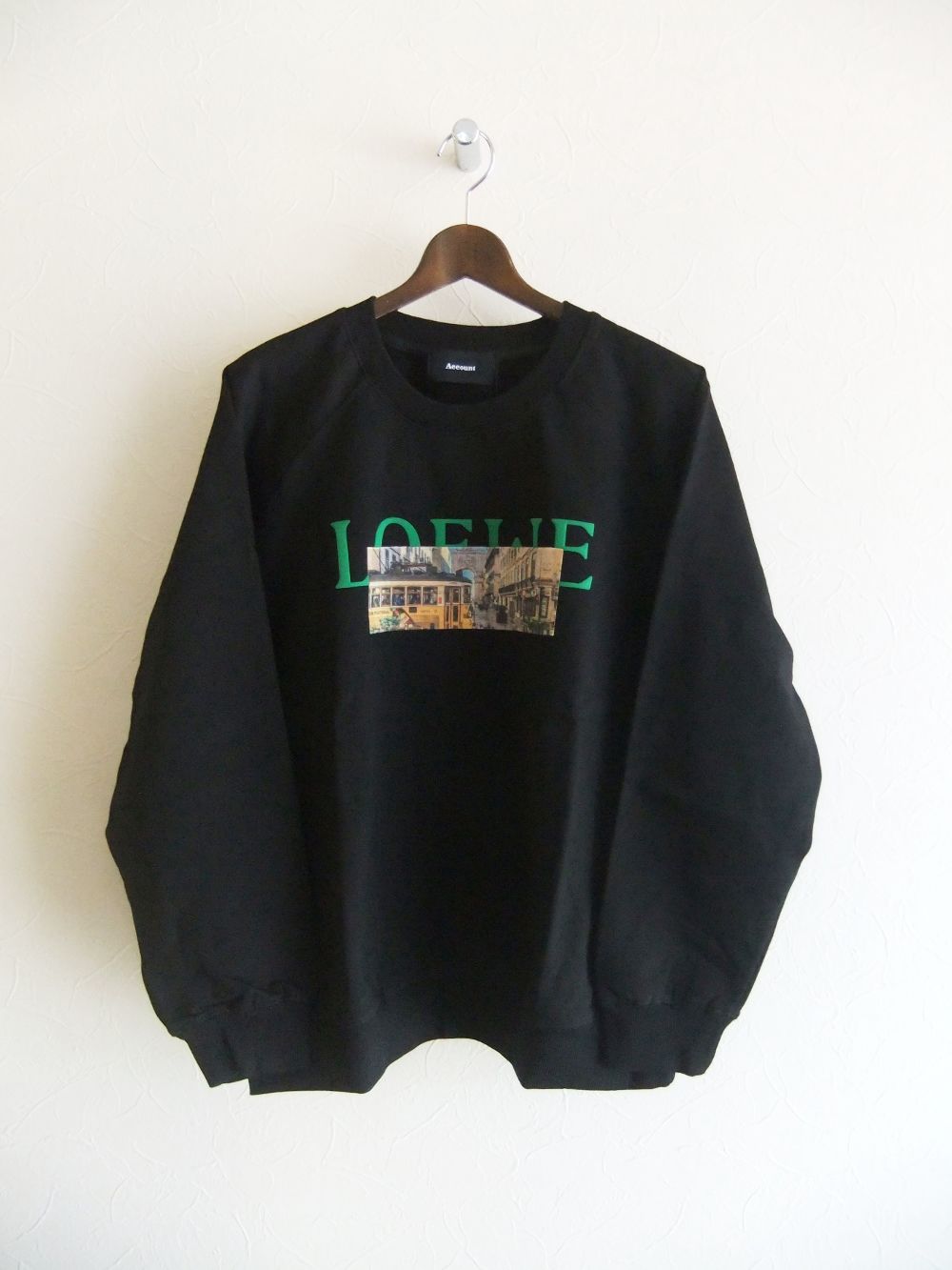 【MICALLE MICALLE Account】 HOMMAGE  LW SWEATSHRIT (ブラック)   ロゴ Tトレーナー  MAG105TDC