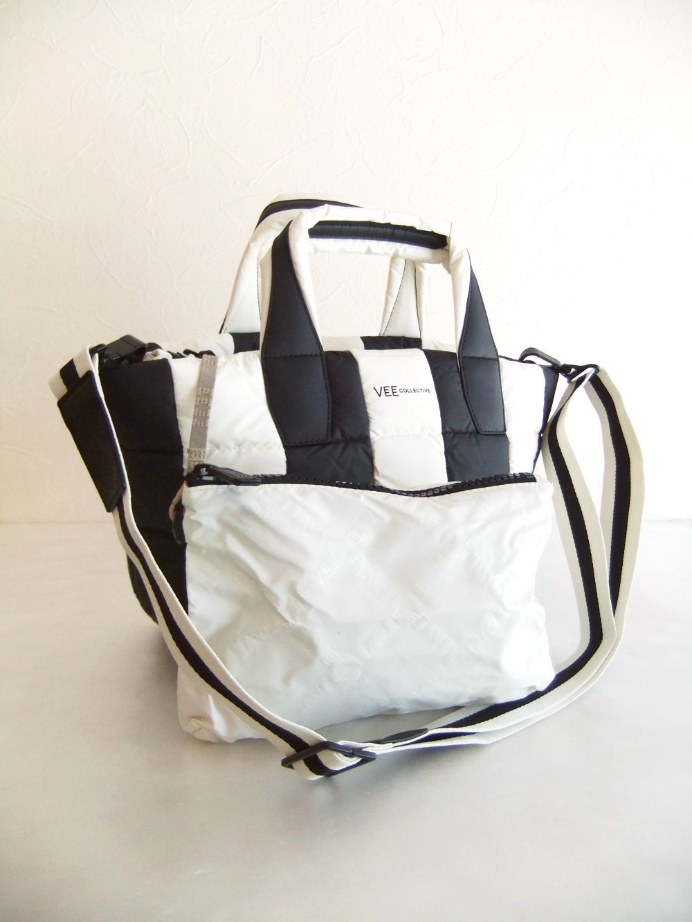 PORTER SMALL TOTE MATT STRIPES ポーター トート スモール バッグ  (ブラック×ホワイト)