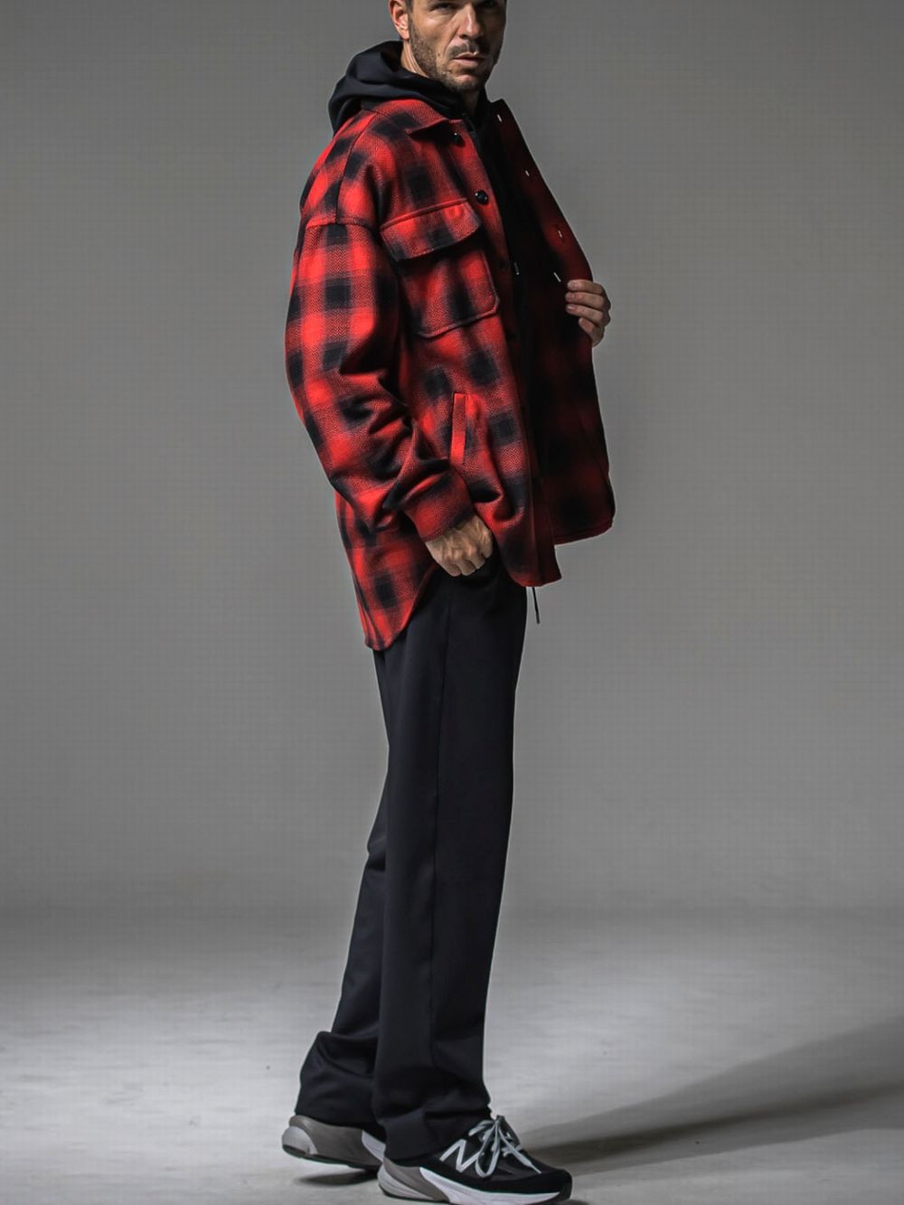 CHECK CPO SHIRTS JK  コットン チェック シャツ ジャケット （レッド）