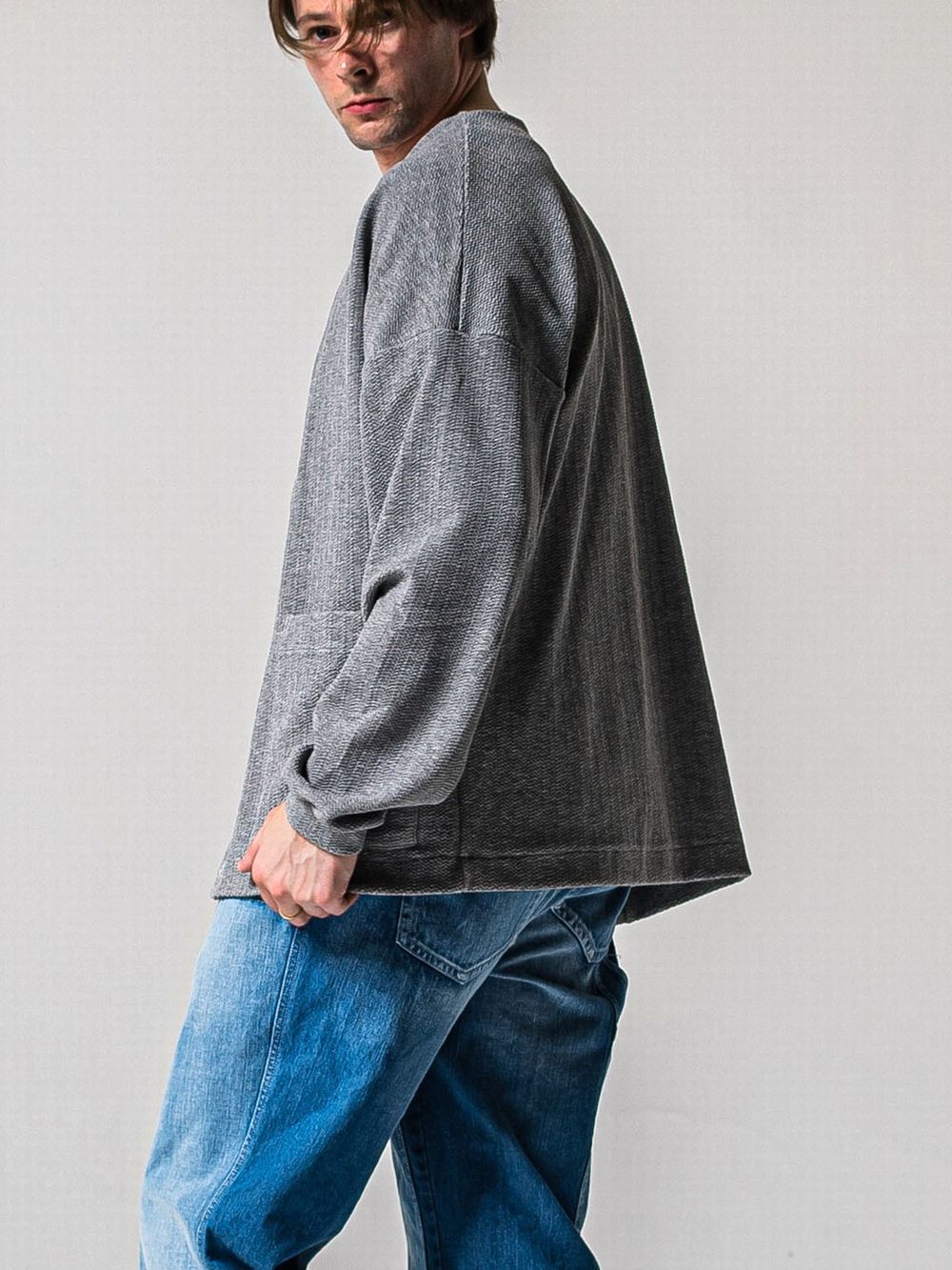 BLISTER KNIT C/D (グレー)   ブリスターニットカーディガン