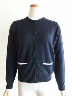 《LADIES》 A4595  30G ウール クルーネック カーディガン