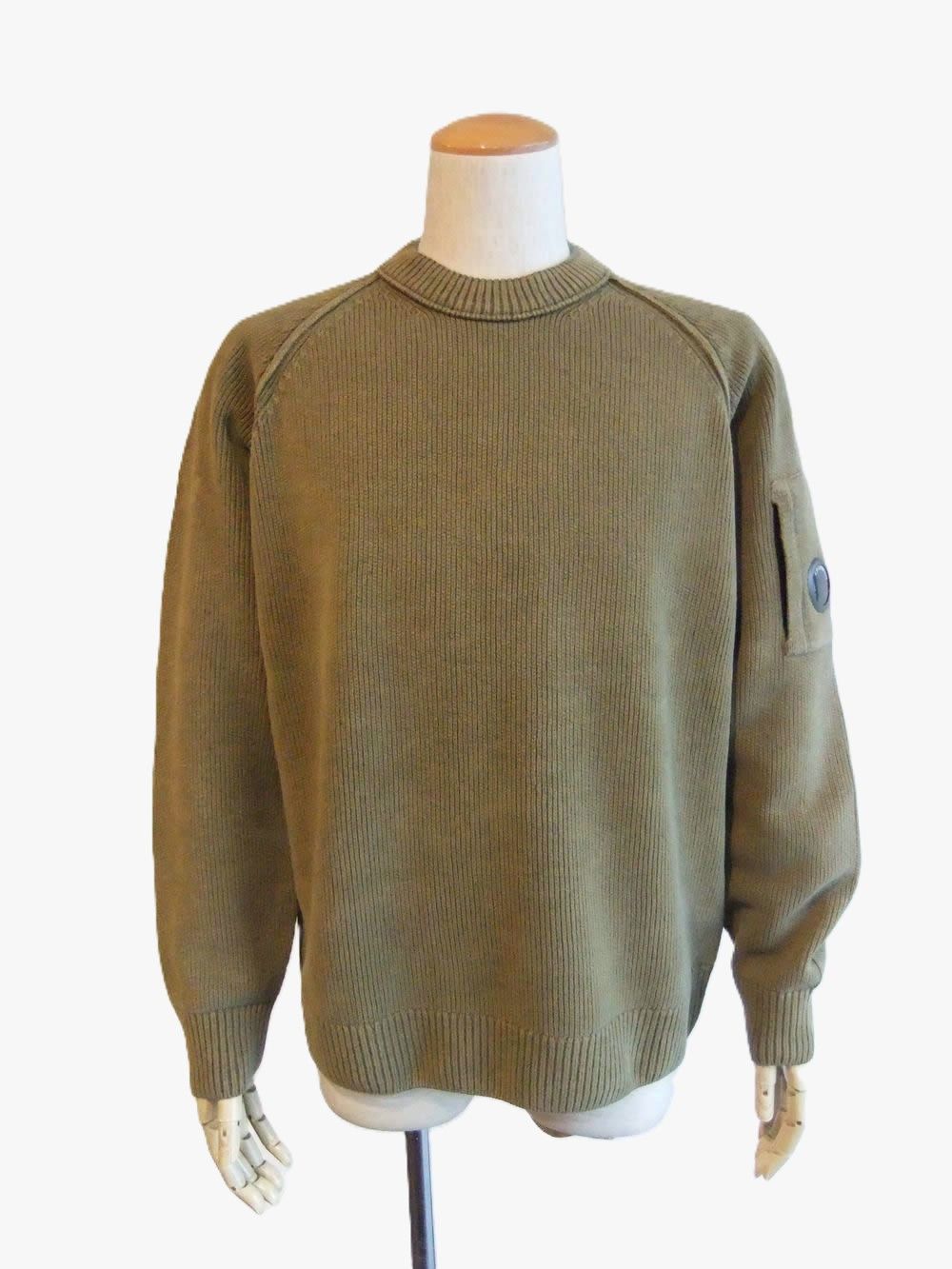 CHENILLE COTTON CREWNECK LENS SWEATER (ブラウン)   コットン クルーネックニット