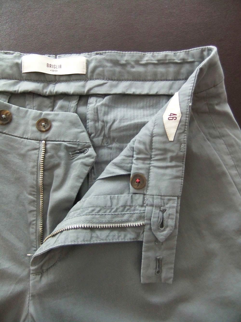 BRIGLIA 1949 BG07  (グレー)  コットンストレッチ ワンプリーツ テーパードパンツ