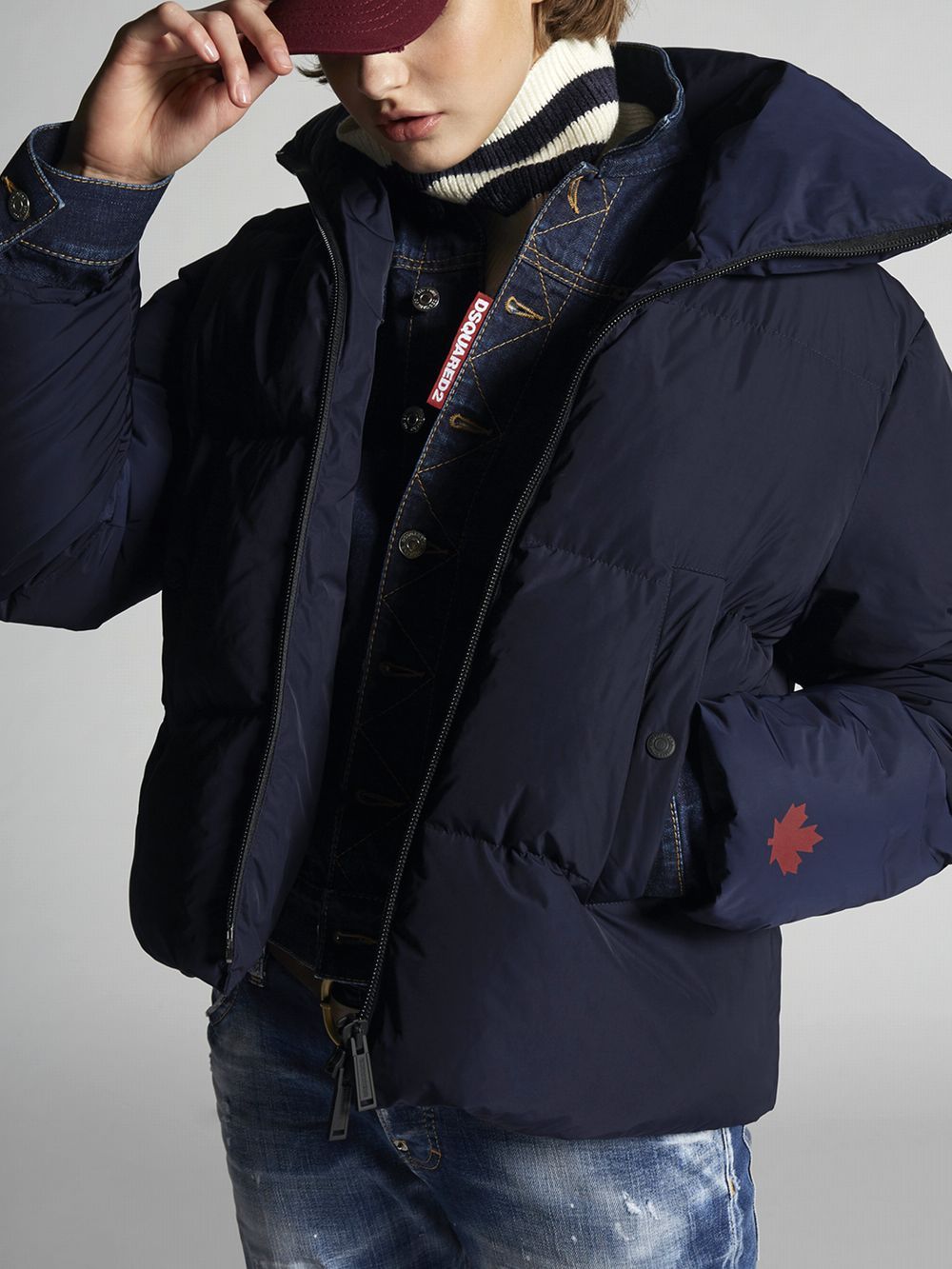 LADIES DENIM INSERTED DOWN デニムレイヤード ダウンブルゾン   S75AM0785