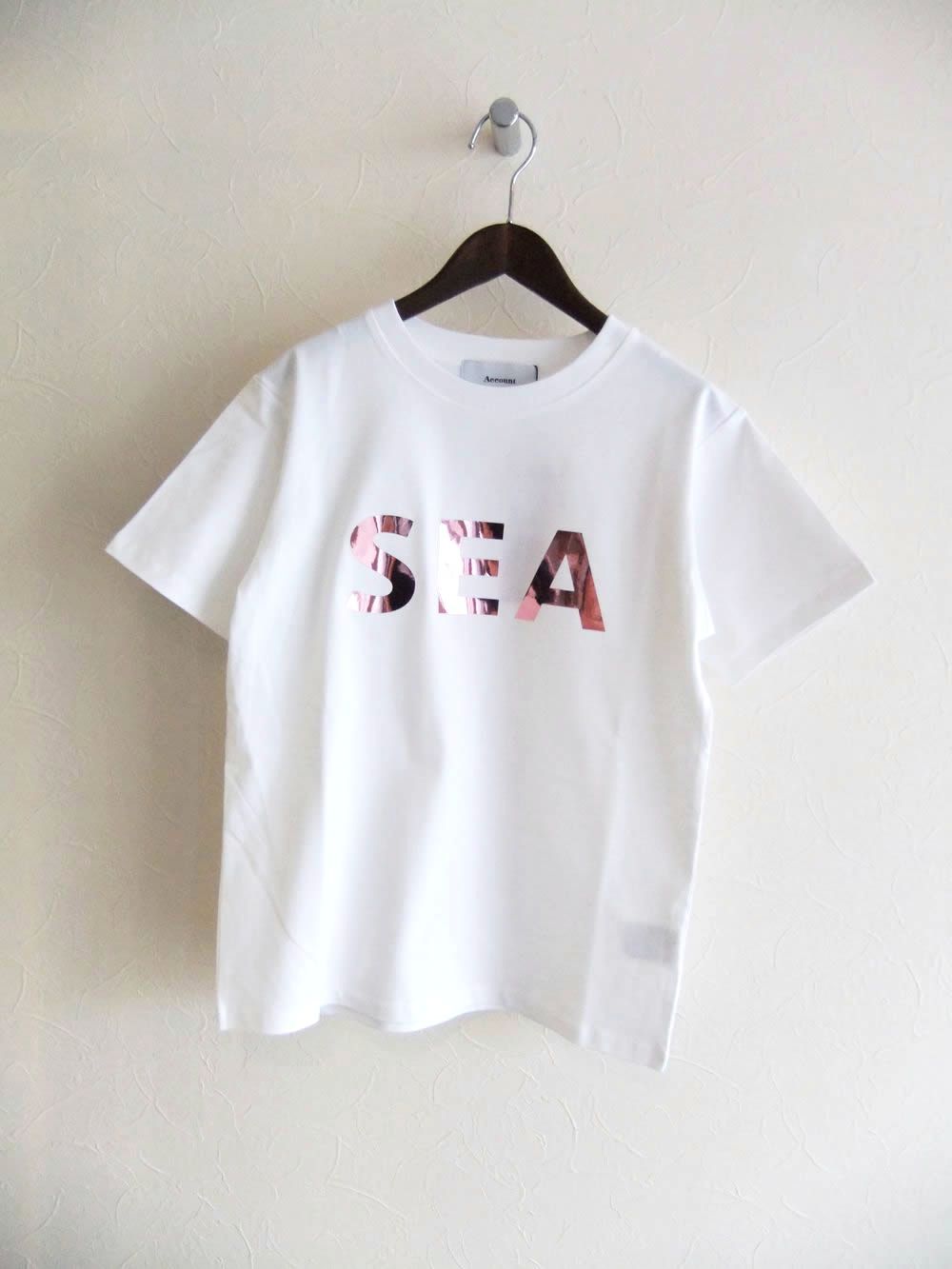【MICALLE MICALLE Account】 SEA SURF FOIL T-SHIRT  (ホワイト×メタリック ピンク)  ロゴ T-SHIRT   MAA110TEA