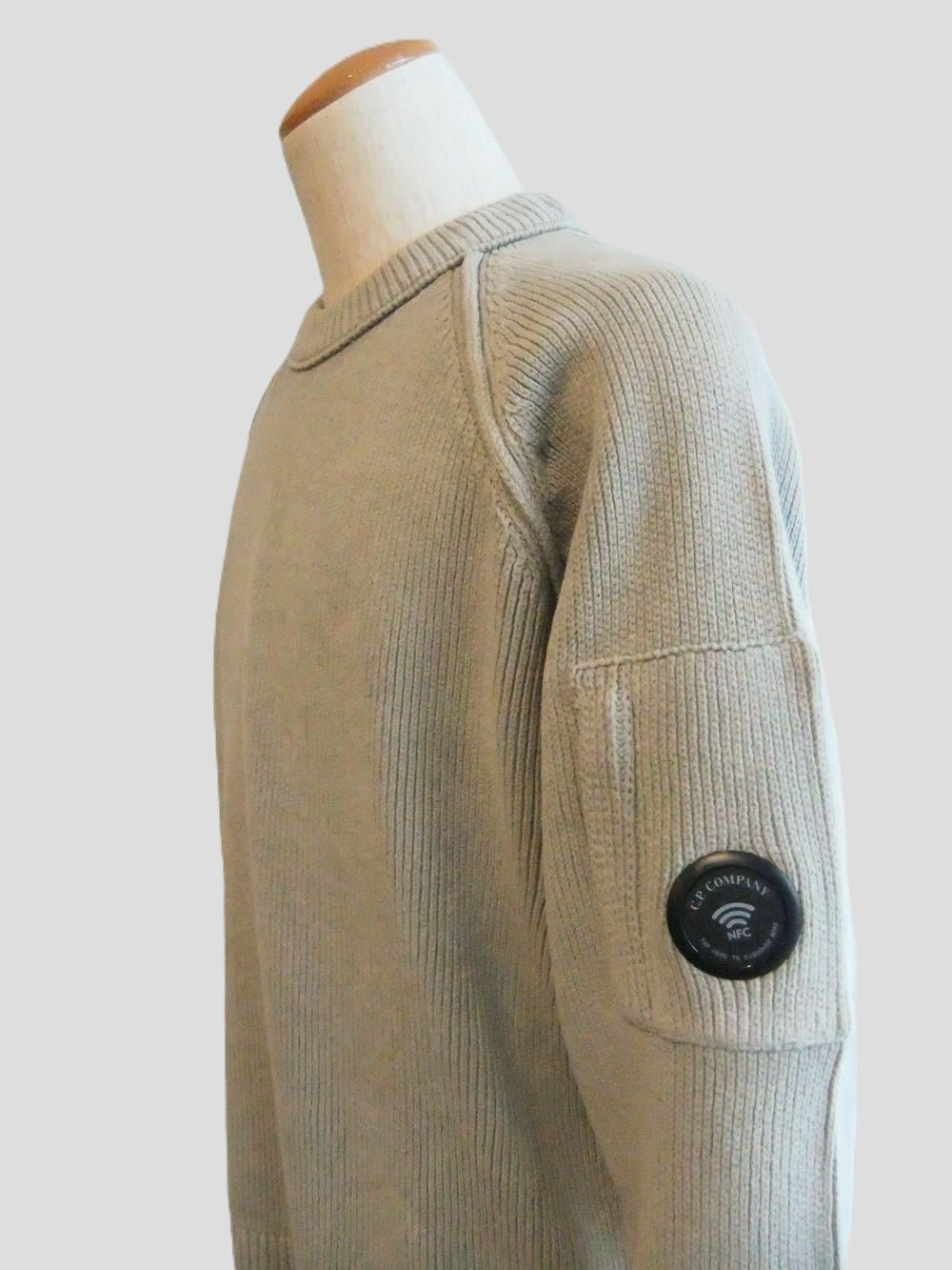 CHENILLE COTTON CREWNECK LENS SWEATER (グレー)   コットン クルーネックニット
