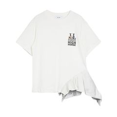 【MICALLE MICALLE Account】 HOMMAGE HIGH HORSE SCARF-HEM T-SHIRT  (ホワイト)  スカーフヘム フリル Tシャツ  MAD114TEB