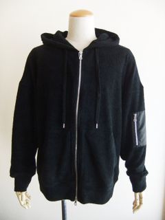 WEST pile zip loose hoodie  (ブラック)  ジップアップパイルパーカー