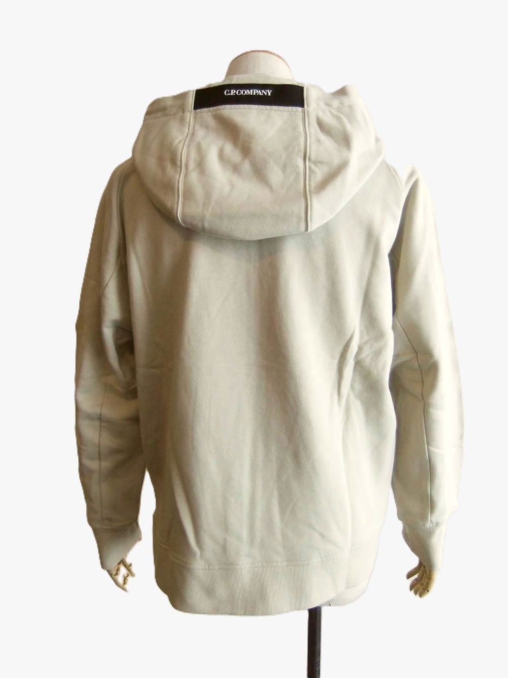 DIAGONAL RAISED FLEECE HOODED ZIP LENS SWEATSHIRT  (ベージュ)  スウェットパーカー