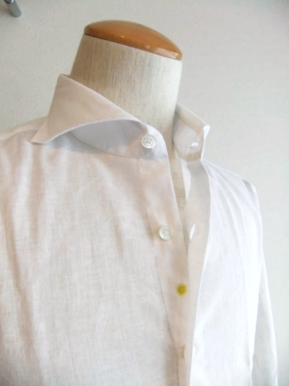 リネン/コットン シャツ (ホワイト)    VINCI FIT