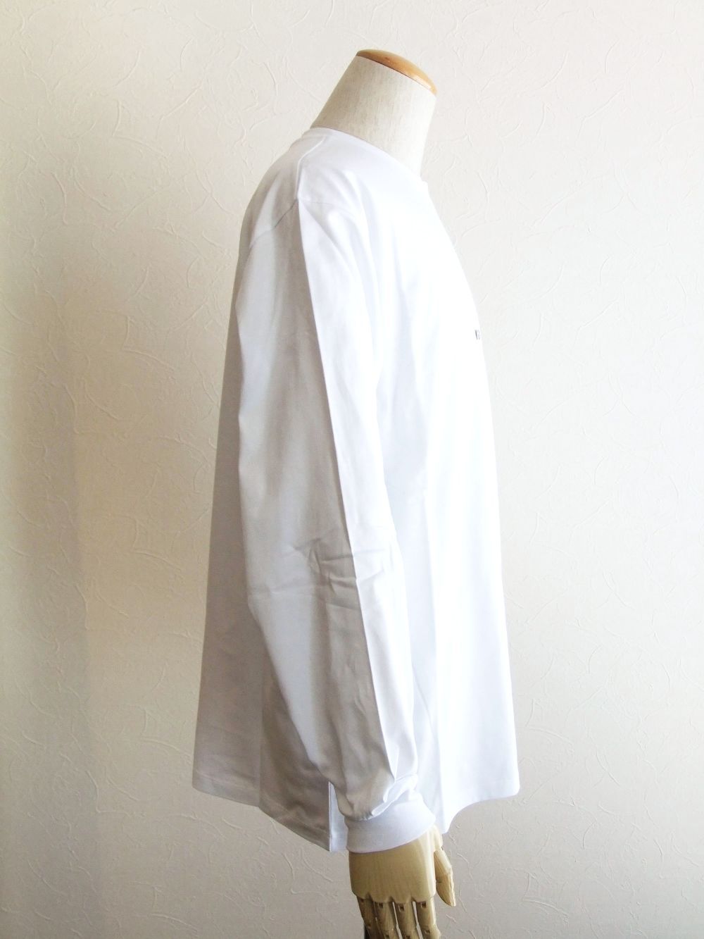 ミニロゴ コットン 長袖 Tシャツ  (ホワイト) MM160