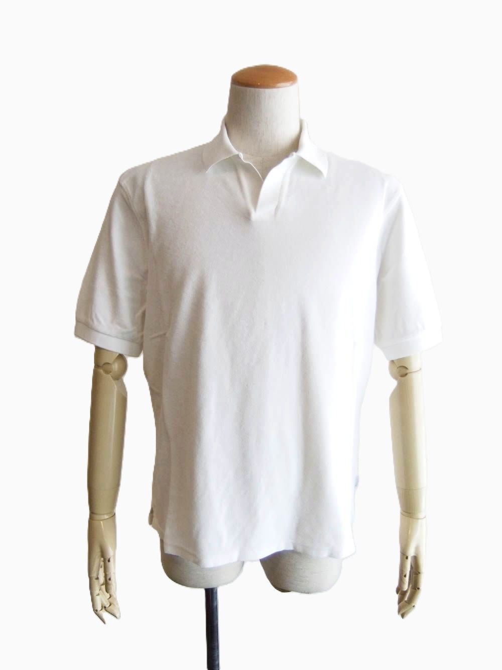 TERRY JOHNNY    パイル S/S スキッパー ポロ  (ホワイト)