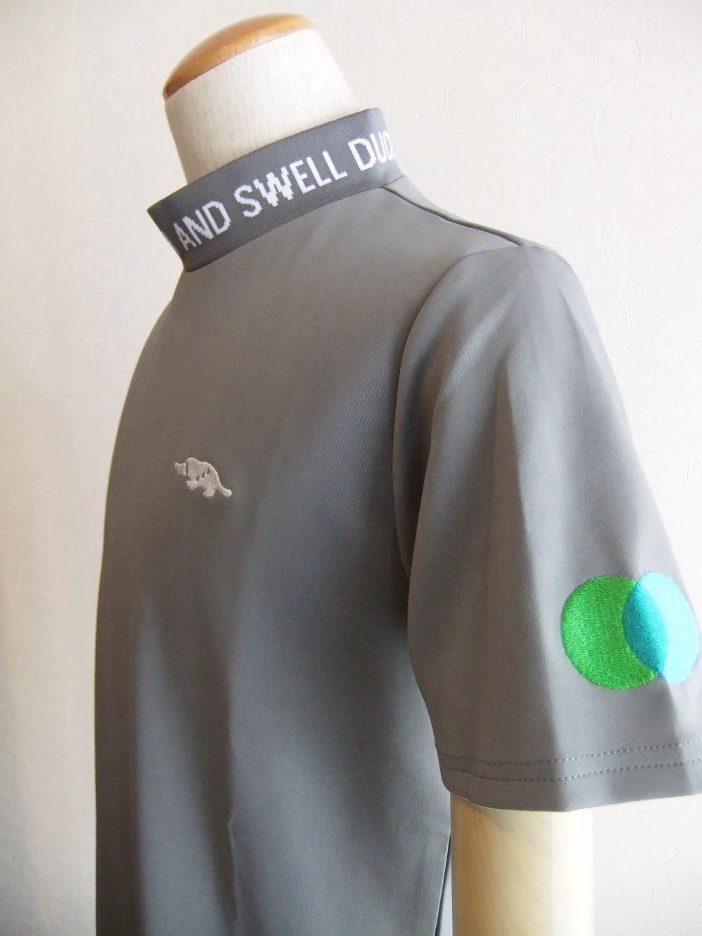 COLLAR LOGO MOCK  (グレー)  半袖モックネック シャツ  RSM-26036