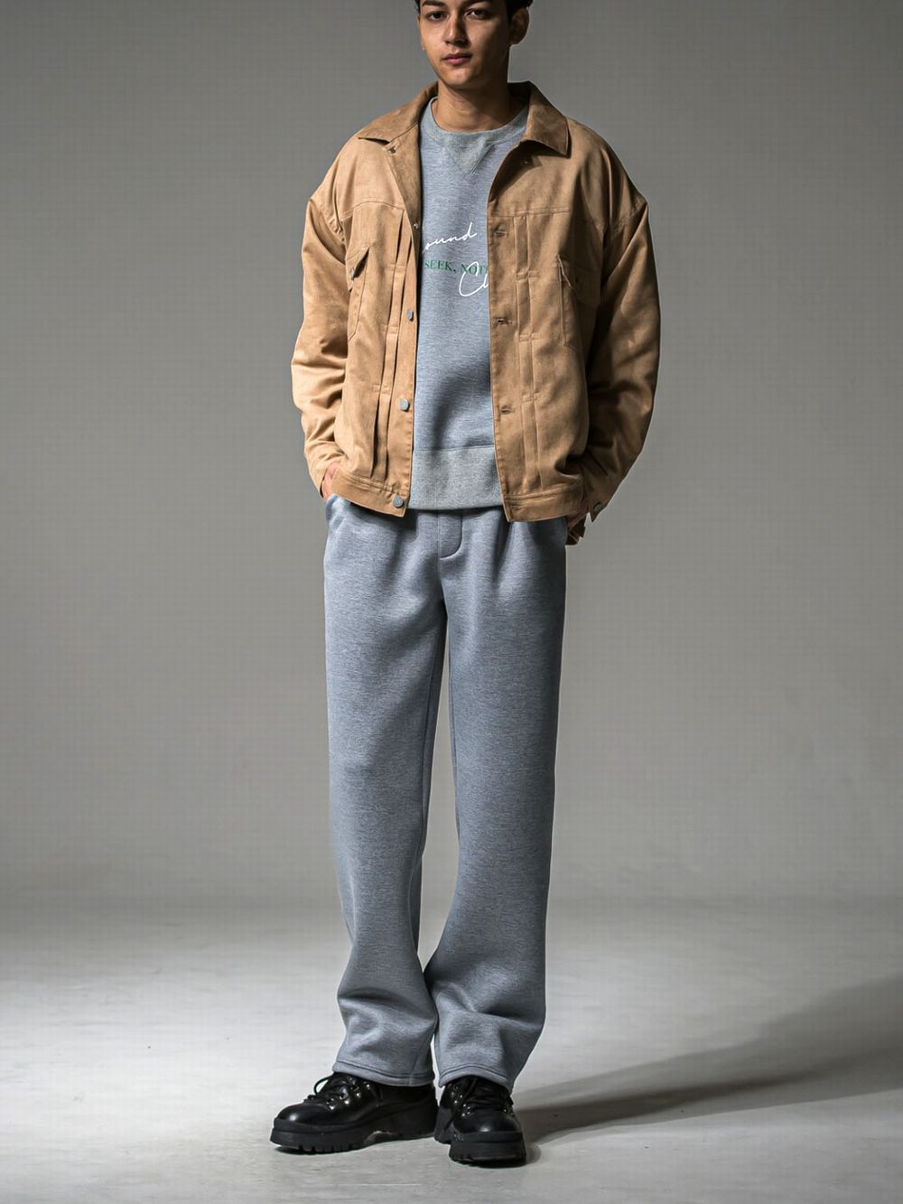 CHRIS EASY WIDE TUCK PANTS   ワイド イージーパンツ （グレー）