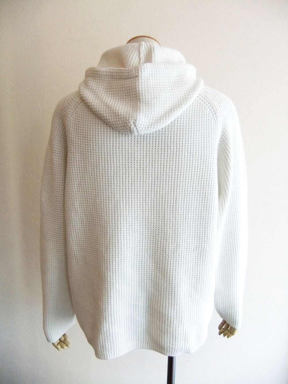COTTON CHENILLE HOODED WAFFLE KNIT    (ホワイト)  ワッフルニット フーディ