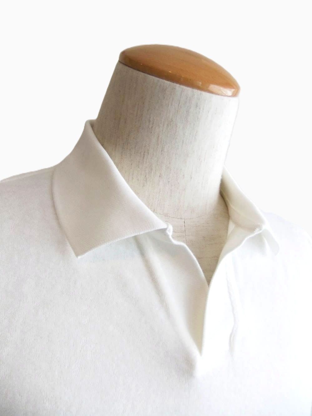 TERRY JOHNNY    パイル S/S スキッパー ポロ  (ホワイト)