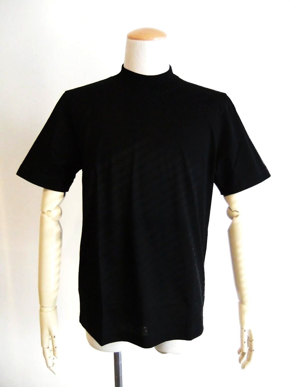 マーセライズ モックネック Tシャツ  (ブラック)