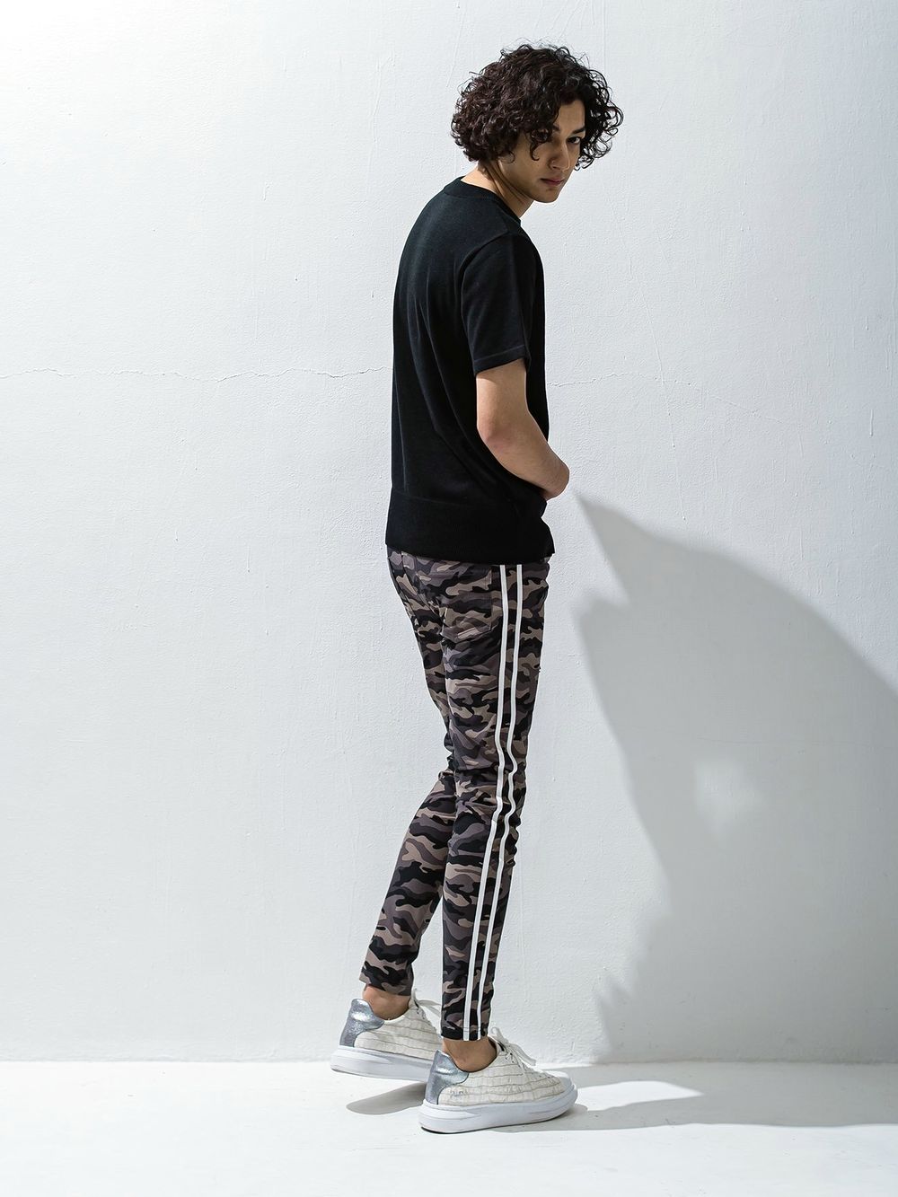 SILK HALF KNT   RC28-K-001 (ブラック)   半袖クルーネック ニット