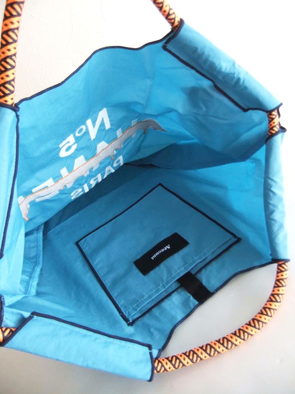【MICALLE MICALLE Account】 HOMMAGE  NO5 TOTE BAG  (ブルー)  オマージュ トートバッグ   MAB106GDE