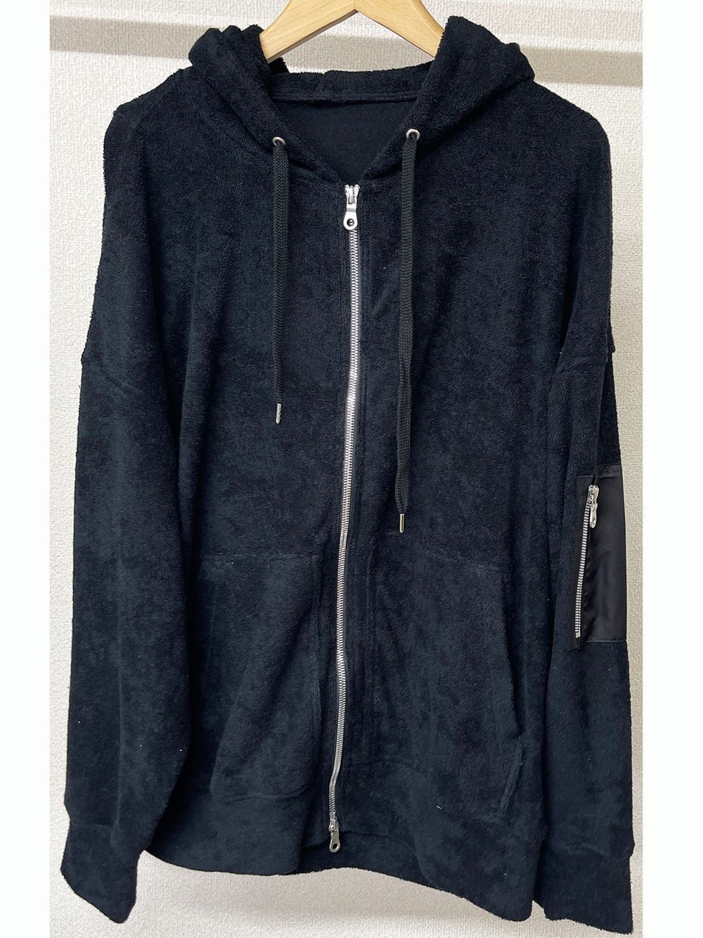 WEST pile zip loose hoodie  (ブラック)  ジップアップパイルパーカー