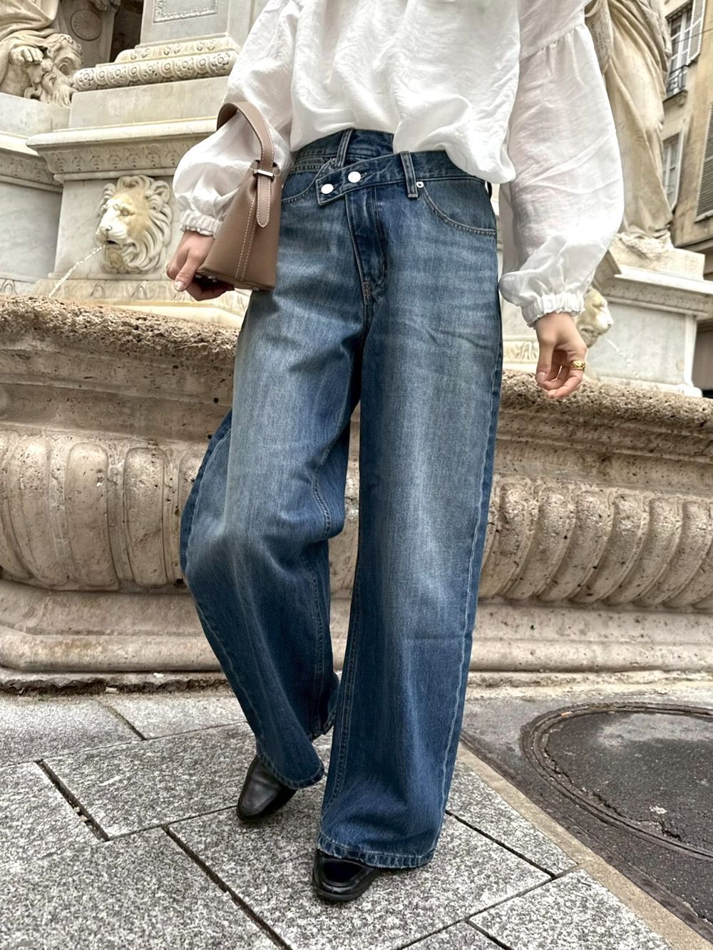 WAIST CROSS DENIM PANTS  ウェスト クロス デニム パンツ   635618