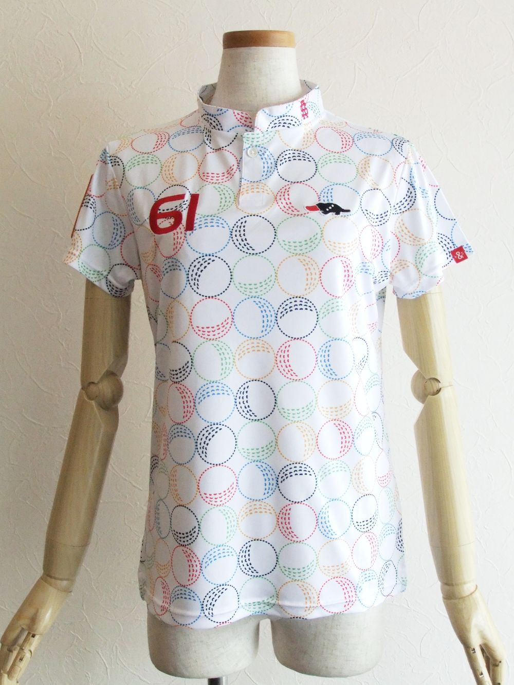 【LADIES】COLOR BALL ROUGH-NECK W   カラーボール柄 半袖ポロ  RSL-22022
