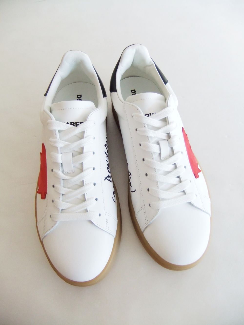 Dsquared2 - BOXER SNEAKERS (ホワイト) ロゴ レザースニーカー