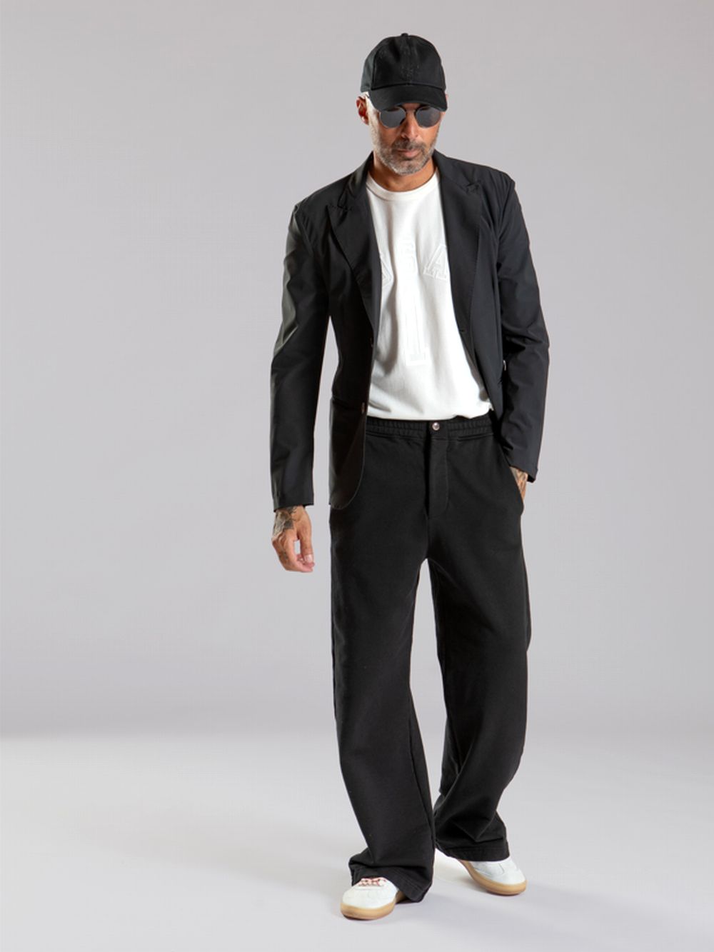 COTTON PANT OVER   (ブラック)  スウェットパンツ