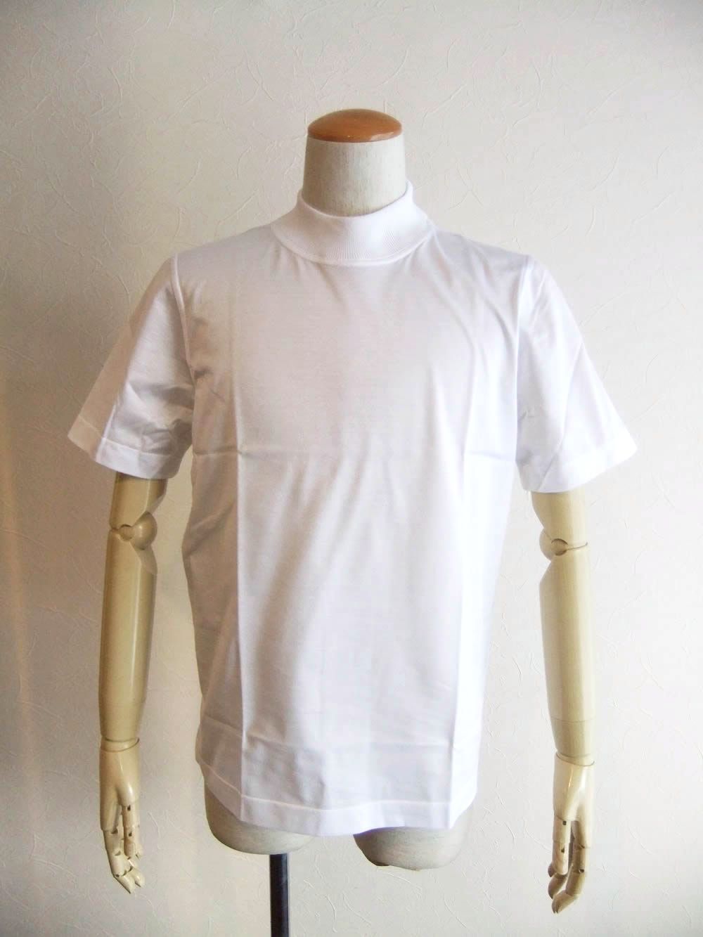 マーセライズ モックネック Tシャツ  (ホワイト)