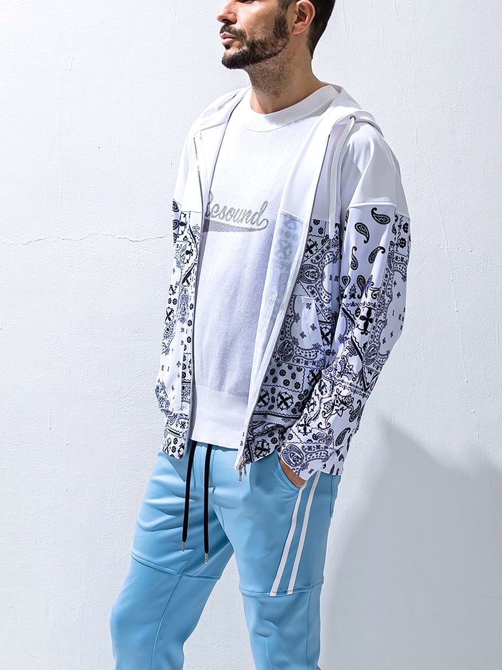 PAISLEY RUSH OVER ZIPUP HOODIE   (ホワイト) ラッシュガード ZIP パーカー